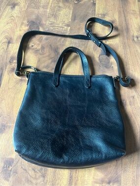 Madewell Black Leather Shoulder Tote with Removable Strap